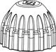 Schutzkappe mit gewelltem Design, produziert von IMI Hydronic Engineering. Die Kappe hat eine runde Form und ist mit einer Logo-Prägung versehen.
